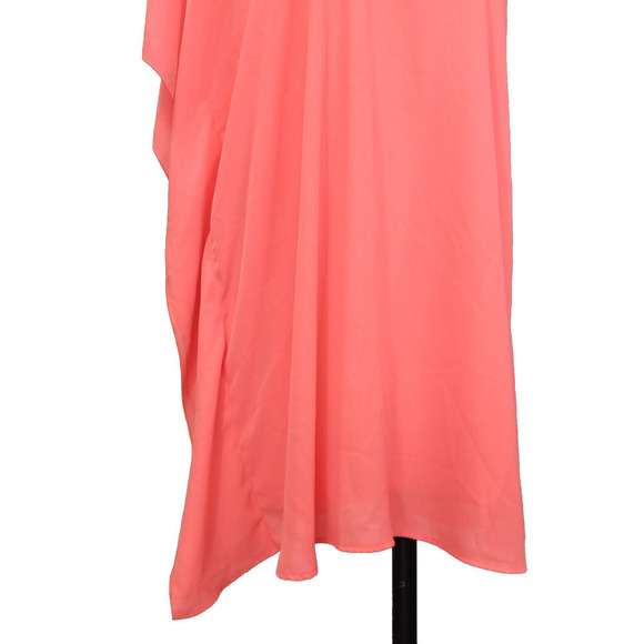 Show Me Your Mumu One Shoulder Trish Mini Dress Size S Neon Pink Chiffon Grecian - Picture 3 of 7